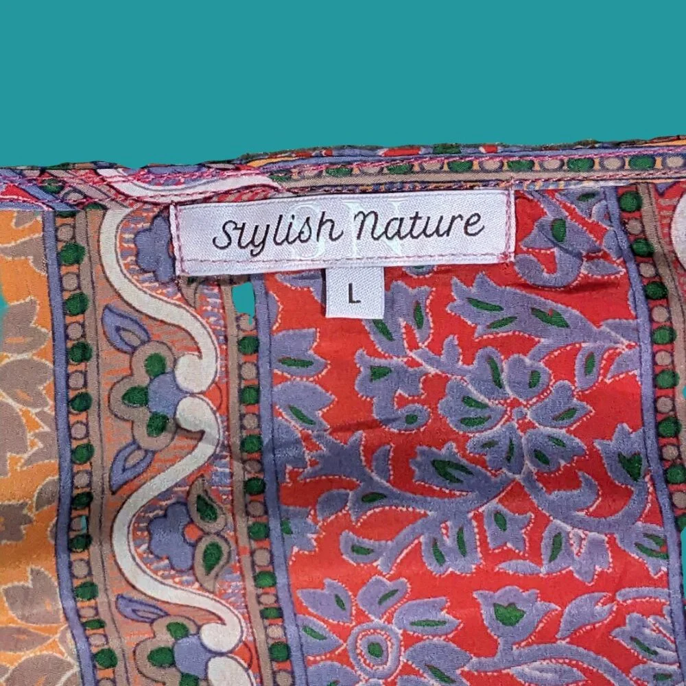 Stylish Nature Boho High-Low Floral Dress Size L Preowned - Picture 7 of 7